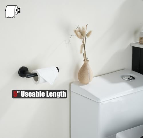 JQK Bathroom Hardware Set Black, 5-Piece Bath Accessories Set Wall Mount Includes 24 in Towel Bar, Towel Ring, Toilet Paper Holder, 2 Towel Hooks, BAS125-PB - Image 6