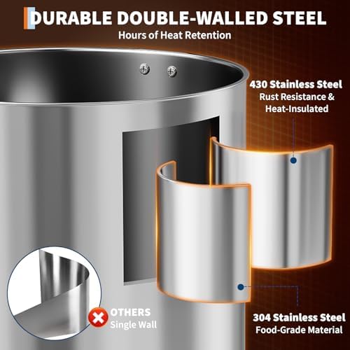 70 Cup Coffee Urn, 10 l Large Commercial Coffee Maker, Percolator Pot Dispenser with Double-Wall Stainless Steel, Electric Hot Water Dispenser Coffee Dispenser for Wedding,Catering, Events - Image 5