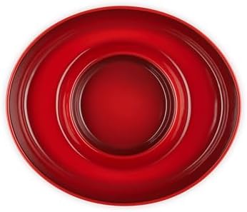 Le Creuset Stoneware Signature Oval Chip and Dip Platter, 13", Cerise - Image 4