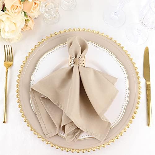 Balsa Circle 20 pcs 17-Inch Nude Polyester Table Napkins Reusable Washable Wedding Party Dinner Linens Tableware Supplies - Image 5