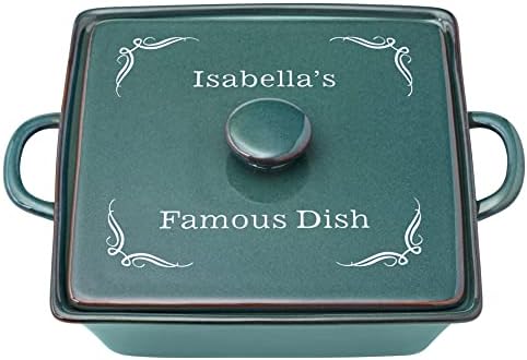 Let's Make Memories Personalized Square Stoneware Casserole Dish - Any Message - Teal by LetsMakeMemories