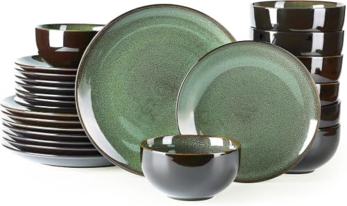 LeRatio Ceramic Dinnerware Sets for 8,24Pcs Porcelain Plates and Bowls Set by LeRatio