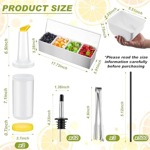 Bartending Supplies 4 Compartment Stainless Steel Garnish Tray, Bar Caddy - Image 2