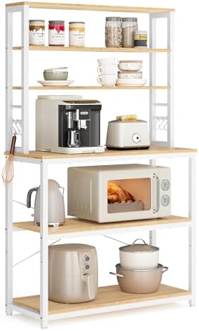 VASAGLE Coffee Bar, 31.5 Inchs 6-Tier Baker's Rack with 6 Hooks by VASAGLEbySONGMICSHOME