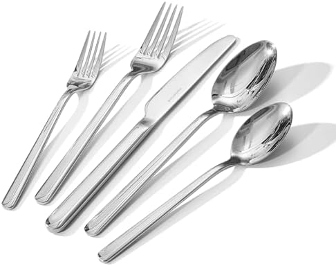 30-Piece Forged Silverware Set for 6, 18/10 Stainless Steel Mirror Finish by KINGSTONE