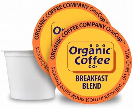 The Organic Coffee Co. Compostable Coffee Pods - Breakfast Blend (80 Ct) K Cup Compatible including Keurig 2.0, Medium Roast, USDA Organic,(Pack of 2) by TheOrganicCoffeeCo