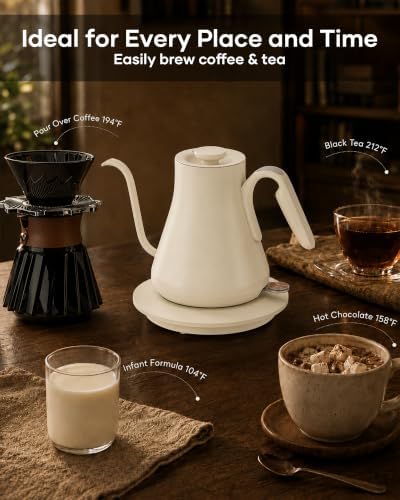 Cocinare Gooseneck Electric Kettle 0.8L, Fast Boil Pour Over Coffee, Tea - Image 5