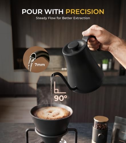 Epeios Gooseneck Electric Kettle 1°F Temperature Control,1200W,0.9L,Black - Image 2