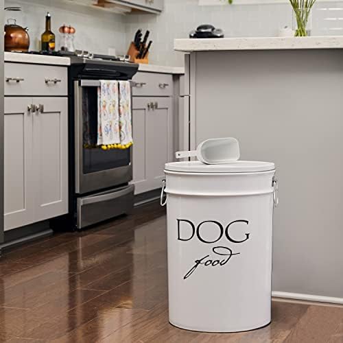 Harry Barker Classic White Dog Food Storage Canister – Large, Airtight Stainless Steel Pet Food Container, Holds Up to 40 lbs Dry Dog Food, Kitchen Counter & Pantry Storage - White - Image 4