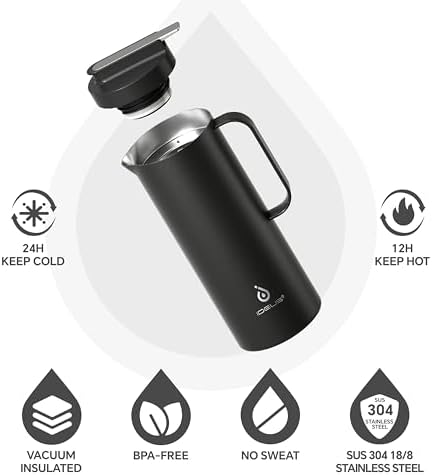 IDEUS Thermal Coffee Carafe 50oz, Beverage Dispenser Black - Image 2
