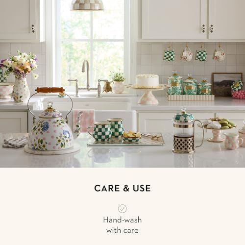 MACKENZIE-CHILDS Coffee French Press, Green-and-White Emerald Check - Image 5