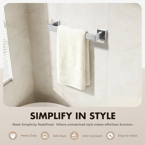15-Pieces Brushed Nickel Bathroom Accessories Set, 16 Inch Towel Bar Set - Image 3