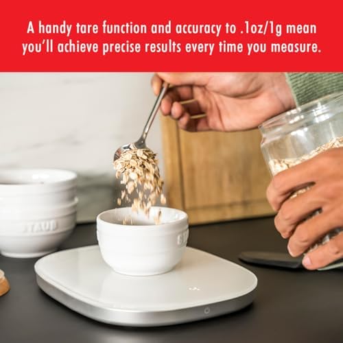 ZWILLING Enfinigy Digital Kitchen Food Scale, Max weight 22lbs, Grams & Ounces, .1-gram Accuracy,White - Image 5