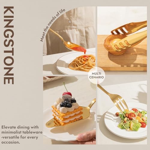 KINGSTONE 18/10 Large Hostess Gold Serving Utensils,Stainless Steel Serving - Image 6