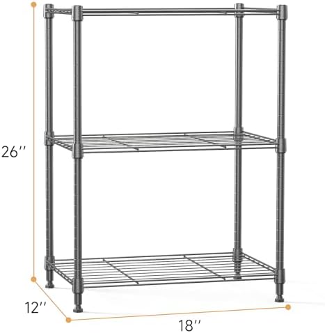 IZEUK 3 Tier Shelf, Heavy Duty Steel Wire Shelving Unit for Home, Kitchen, Laundry Room Organization, Office Storage Rack (17.7" W x 11.8" D x 26.3" H, 450LBS, Grey) - Image 3