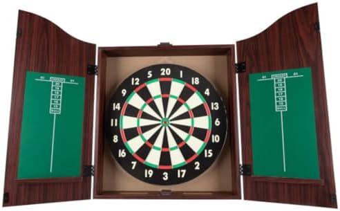 Trademark Poker Dart Board Cabinet Set with 18” Dartboard, Walnut, 20”x25” by TrademarkPoker