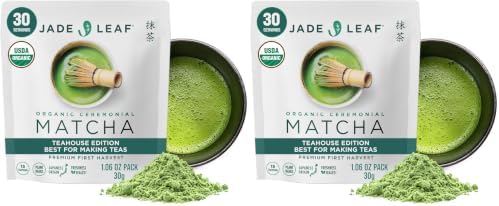 Jade Leaf Matcha Organic Ceremonial Grade Teahouse Edition Matcha Powder - 100% Pure Japanese Premium First Harvest Green Tea for Ceremonies, Usucha, Lattes 30g / 1.06 Oz Pouch (Pack of 2) by JadeLeafMatcha