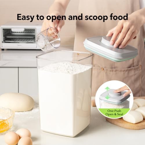 Ankou Food Storage Container Sets, 2.8 Qt + 4.2 Qt Airtight Canisters with Lids and 130ml Scoop, BPA-Free Plastic Pantry Containers for Flour, Sugar, Rice - Image 2