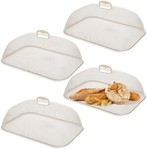 Hicarer 4 Pcs Metal Mesh Food Covers for Outdoors 18 Inch, Cream by Hicarer