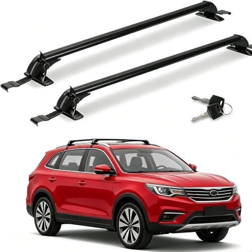 2Pcs Universal Car Roof Rack Cross Bars w/Anti-Theft Lock,43" Aluminum Lockable Car Top Crossbars with Adjustable Window Frame for Bare Roof Kayak Bike Rooftop Cargo Carrier Luggage 165 LBS Load by Moclever