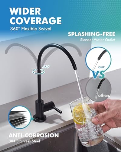 VFAUOSIT Water Filter Faucet for Reverse Osmosis Systems, Lead-Free Black - Image 5