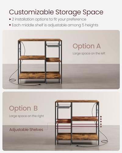 VASAGLE Kitchen Baker’s Rack, Steel Frame, Wire Basket, 6 Hooks - Image 6