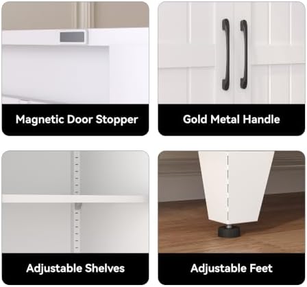 COFaR 71" White Pantry Cabinet with Vertical-Groove Doors and Shelves - Image 3