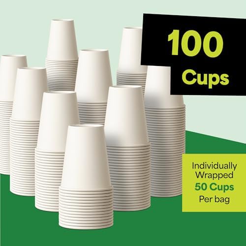 EconoHome 8 oz 100 Pack Disposable Coffee Paper Cups - Paper Cups for Hot and Cold Drinks, Tea, Water, and Juice - Image 7