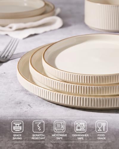 famiware Star 10/8 inches Salad Plates Set for 6, Cream - Image 4