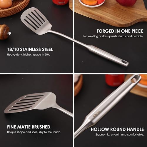 18/10 Stainless Steel Kitchen Utensils Set - 8 PCS All Metal Cooking Spoons - Image 4