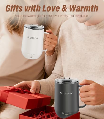 Supsonic - 16oz Self Heating Coffee Mug, Smart Heated Coffee Mug Faster Direct-Contact Heating Up to 149°F, Coffee Mug Warmer Set with Auto Shut-Off - Gifts for Men Women | S2 - Image 6