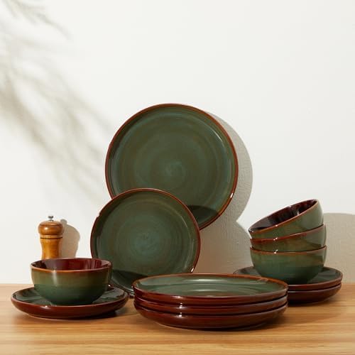 Pokini Ceramic Dinnerware Sets for 6, 18pcs Plates and Bowls Sets Dish Set - Image 7