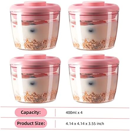 Ankou 400ml Meal Prep Container Set of 4 Pink Tritan Plastic Food Storage Containers with Lids, Airtight Leakproof Pop Top Lid Bowl for Breakfast Leftovers - Image 6