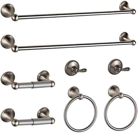 BGL Bathroom Hardware Set Brushed Nickel Adjustable Expandable Bath Towel Bars Bathroom Accessory Set Towel Racks 8-Pieces Wall Mount by BGL