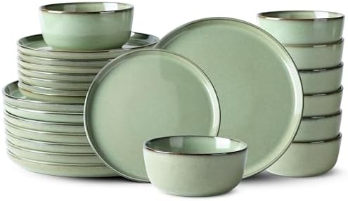 GBHOME Dinnerware Sets for 8, 24 Pieces Ceramic Plates and Bowls Set by GBhome
