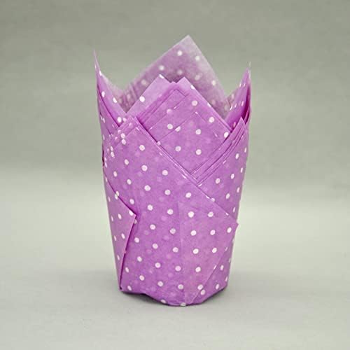 QLSmypkg Large Muffin Greaseproof paper Baking cupcake cups, 2-1/4" x 4" Purple printed with Polka Dot Tulip Baking Cup(Large) (125pcs) - Image 5