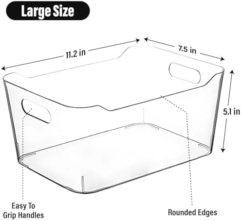 Clear Plastic Storage Bins for Kitchen Organization or Pantry Organizers and Storage, Freezer Fridge Organizer Storage Containers Bin for Organizing Refrigerator Medicine Closet Cabinet Organizers - Image 2