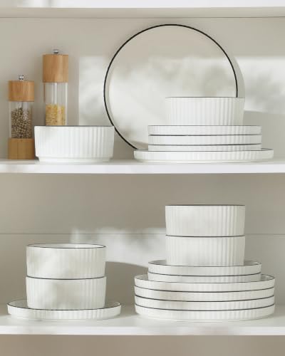 MALACASA Porcelain 18 Pieces Plates and Bowls Set, Dinnerware Set for 6 - Image 7