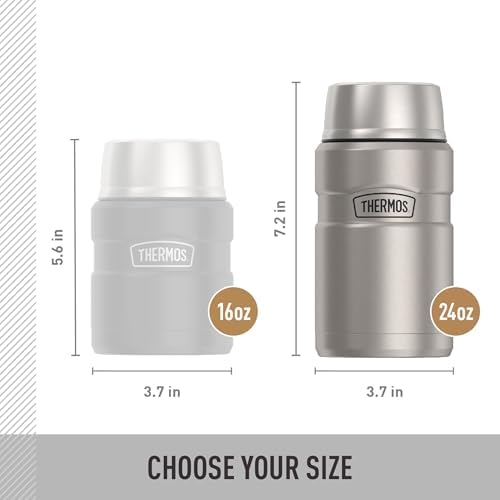 THERMOS Stainless King Food Jar with Bowl, 24oz, Matte Steel - Image 6
