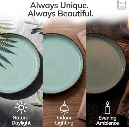24 Piece Stoneware Dinnerware Set for 6, Handcrafted Plates and Bowls Set - Image 7