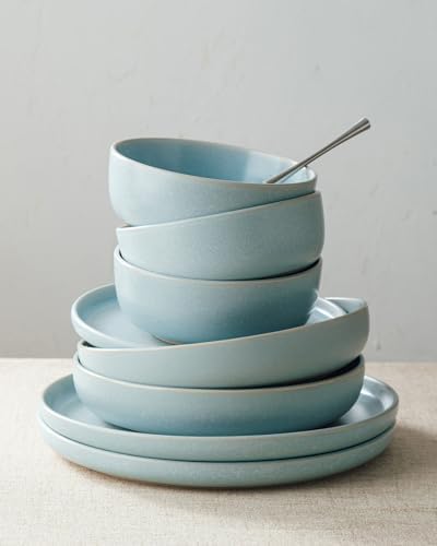 Famiware Milkyway 12-Piece Stoneware Dinnerware Set, Light Blue - Image 4