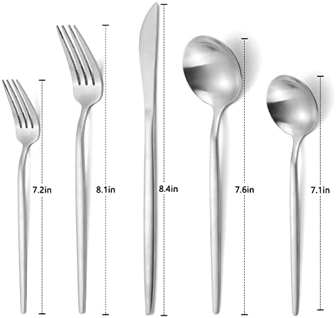 Matte Silverware Set, VANVRO 60-Piece Stainless Steel Flatware Set, Satin Finish tableware Cutlery Set, Service for 12, Home and Restaurant, Dishwasher Safe - Image 2
