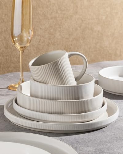 Famiware Star Dinnerware Sets with Mugs, Ceramic Plates and Bowls Set for 6 - Image 2