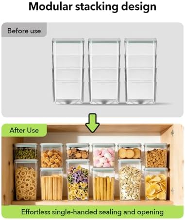 Airtight Food Storage Container with One-Touch Lid, 12-Piece Set (1.3, 2.1, 2.9, 3.6 QT* 3) Stackable Durable BPA-Free for Baking Supplies, Pasta & Systematic Bulk Organization - Image 4