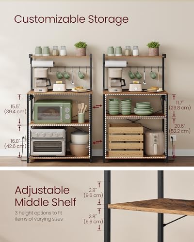 VASAGLE 4-Tier Kitchen Bakers Rack with Power Outlet, 31.5-Inch Wide - Image 2