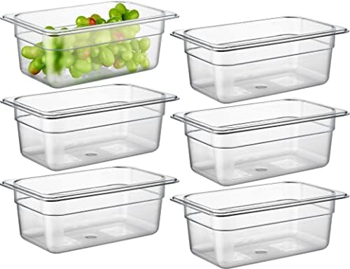 CURTA 6-Pack 1/4 Size 4" Deep NSF Polycarbonate Food Pans | Dishwasher & Freezer Safe Clear Container for Prep Tables, Buffet, Salad Bar, Commercial & Home Kitchen by CURTA