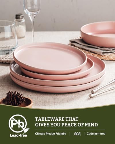 Famiware Milkyway 16-Piece Stoneware Dinnerware Set, Light Pink - Image 5