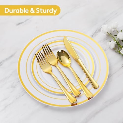 Goodluck 420 Pieces Gold Disposable Plates for 70 Guests - Image 5