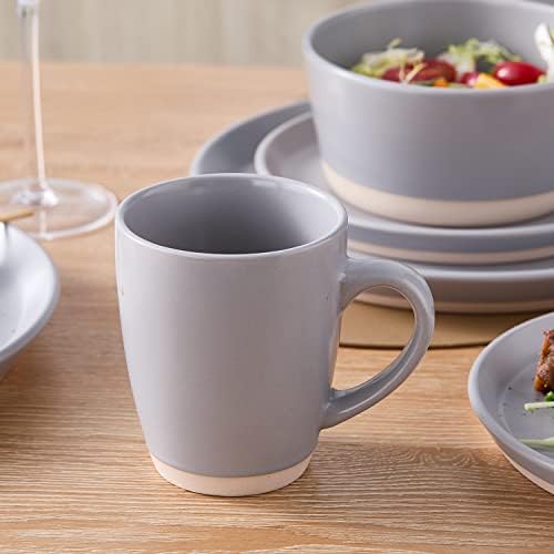 Stone Lain Jules Modern Stoneware 16-Piece Round Dinnerware Set, Plates and Bowls Sets, Dish Set for 4, Grey - Image 7