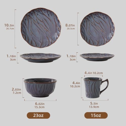 Ceramic Dinnerware Sets for 6, 24pcs Plates and Bowls Sets, Reactive Glaze Ceramic Dish Set, Scratch Resistant, Microwave & Dishwasher Safe, Highly Chip and Crack Resistant Dishware sets, Smoky Violet - Image 4